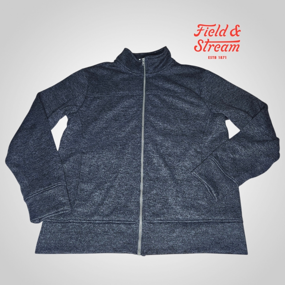 FIELD & STREAM Heathered Grey Zip-Up Jacket - Large
